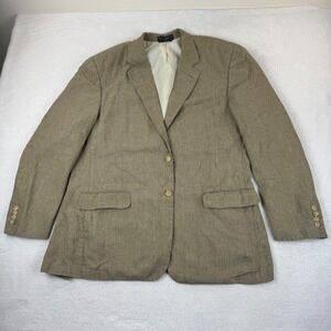 Haspel 100% Linen Blazer Mens 44R Khaki Tan 2-Button Sport Coat Nathan Jacket